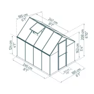   Polikarbonatni rastlinjak Palram-Canopia MYTHOS, srebrn 1,83×2,44 m