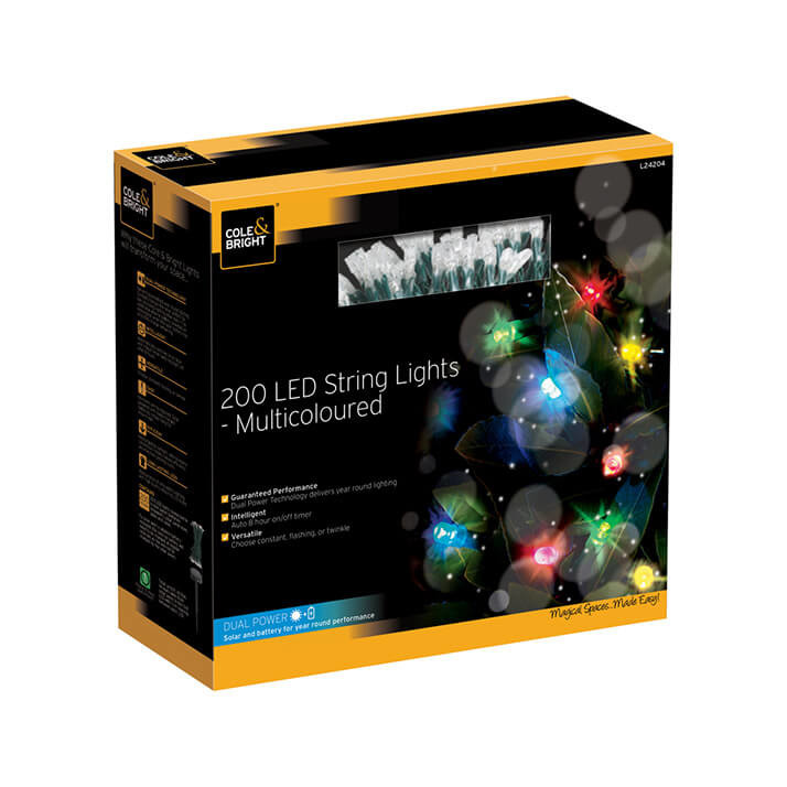 Festoon Gardman, 200 LED, barvni 14,93 m