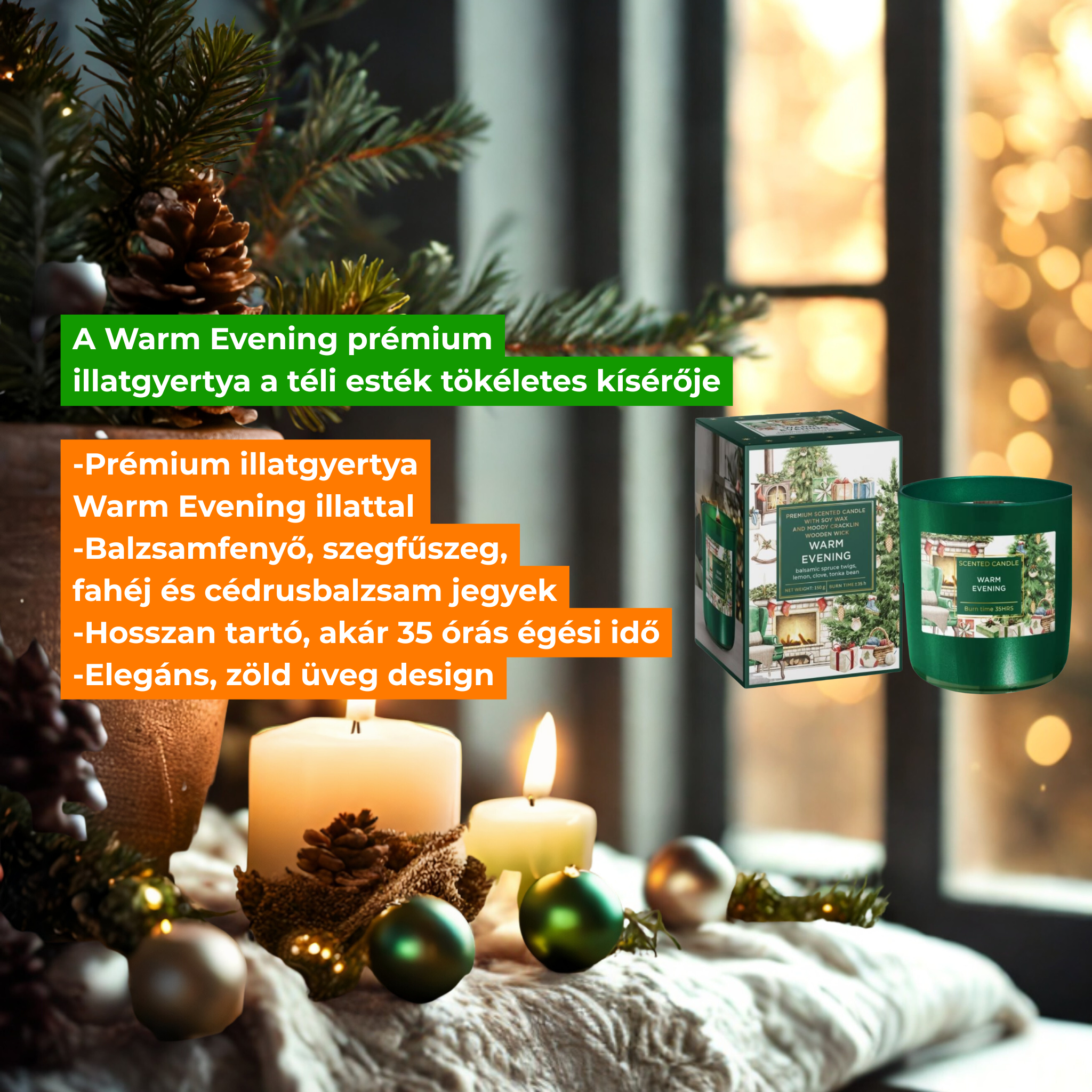 Dišeči kozarec Premium, sojin vosek Warm Evening 150 g