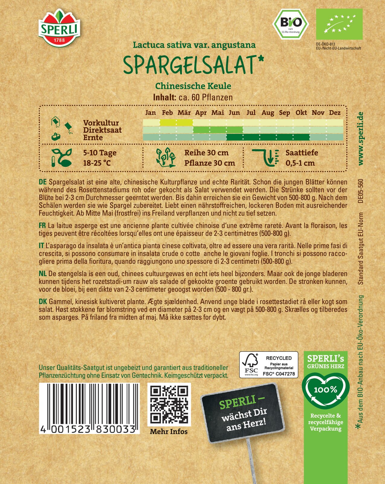 Solata iz stebla špargljev BIO 60 zrn Sperli