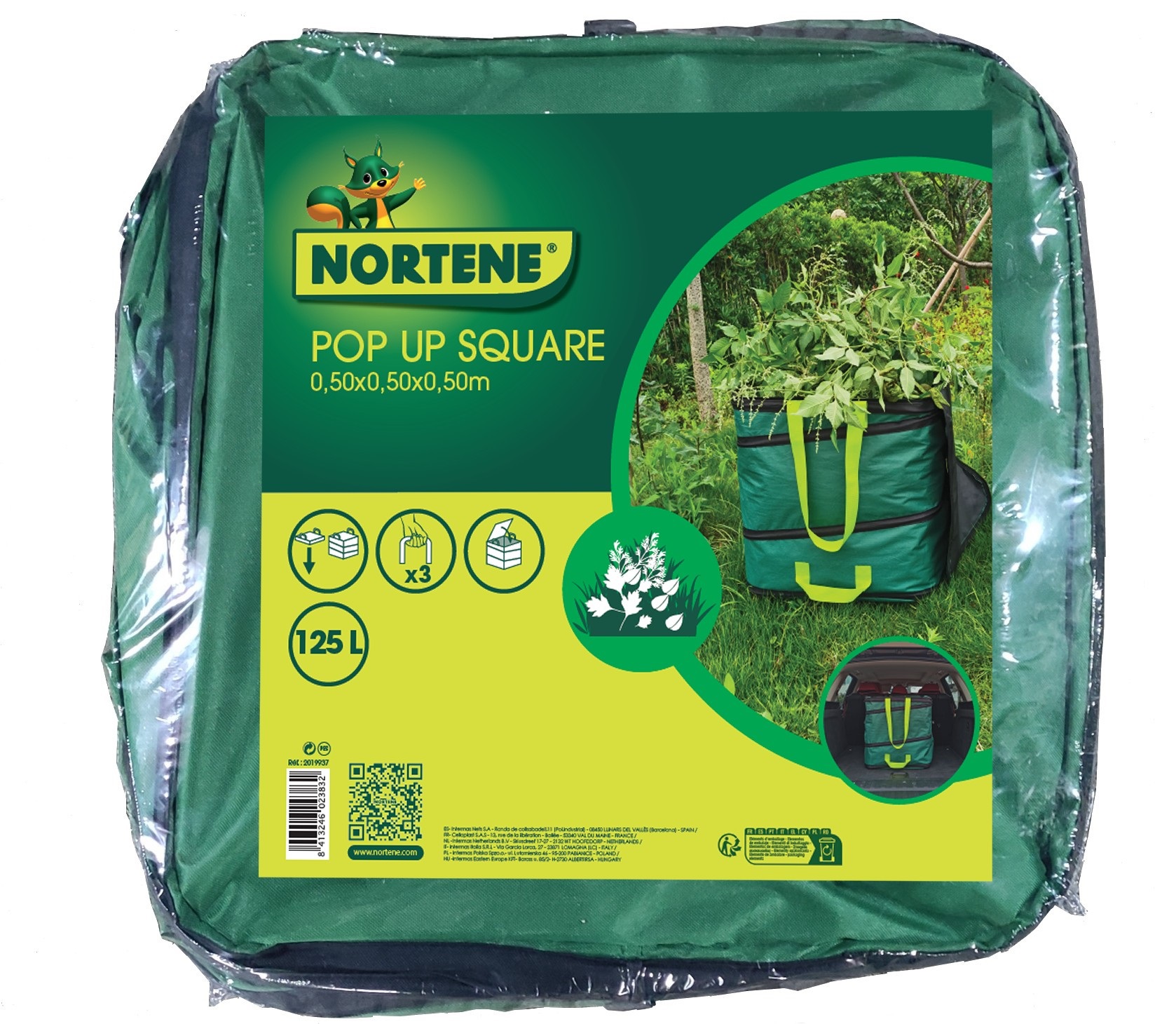Kvadratna vreča za listje POP UP SQUARE zelena 125 l (50x50x50cm)