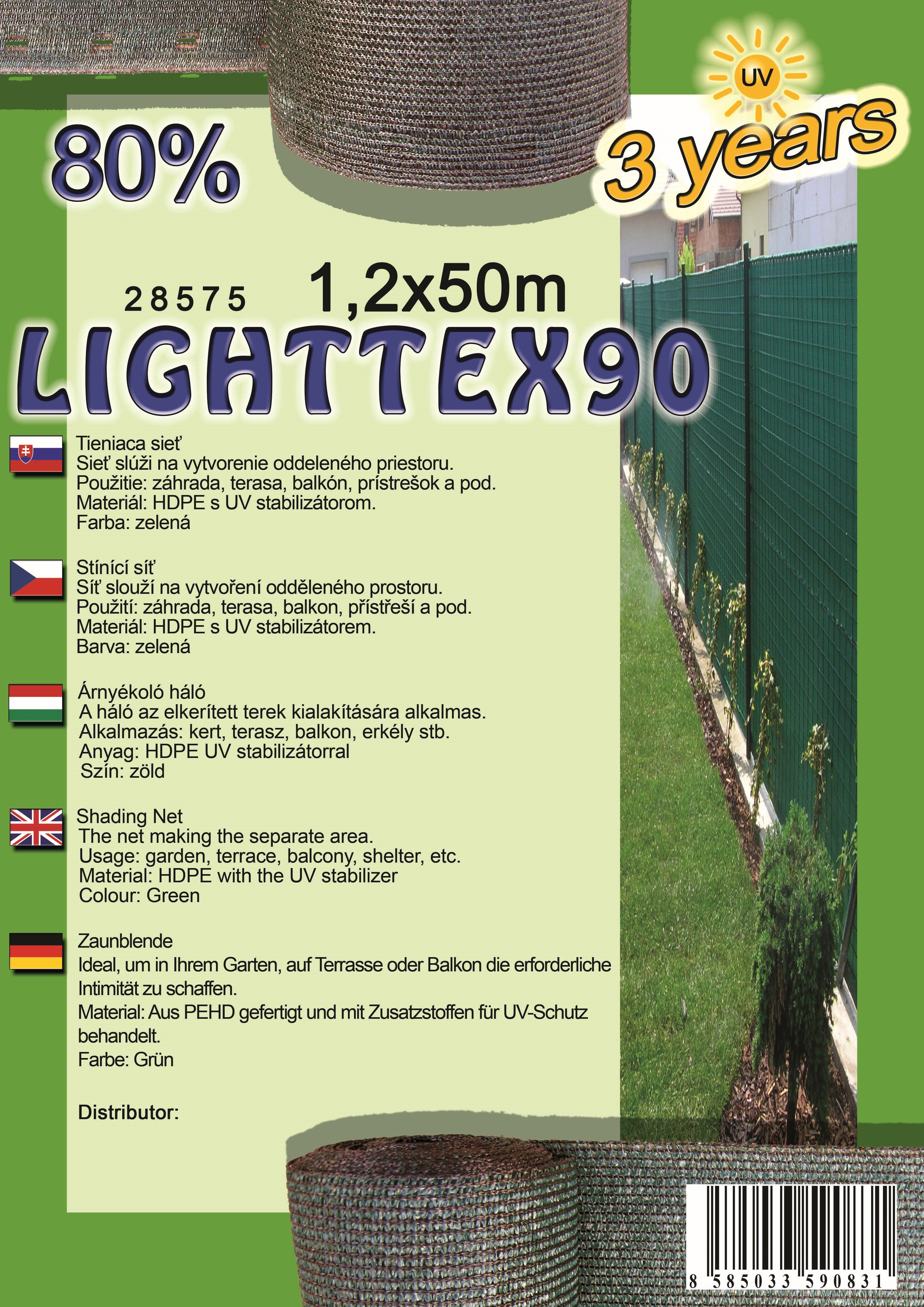 Ograja LIGHTTEX90 1,2X50 m zelena 80%