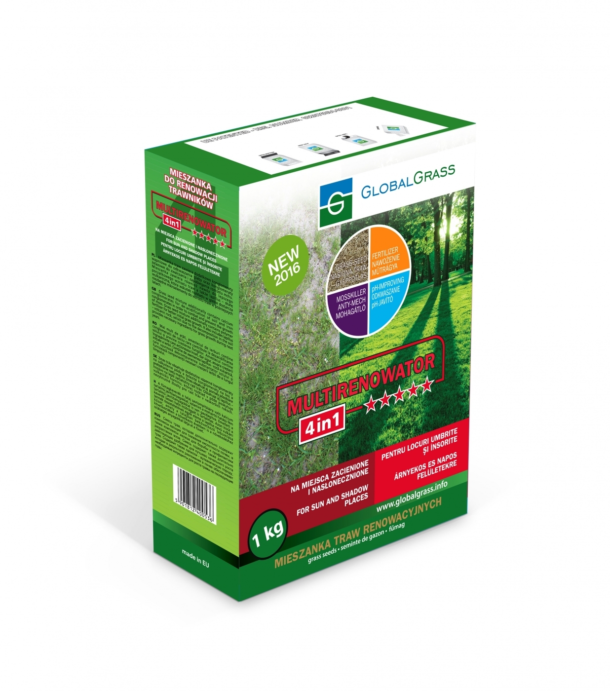 Travno seme 4v1 sredstvo za zatiranje plevela, sredstvo za zmanjševanje mahu, pH nevtralizator, odporno na senco 1 kg