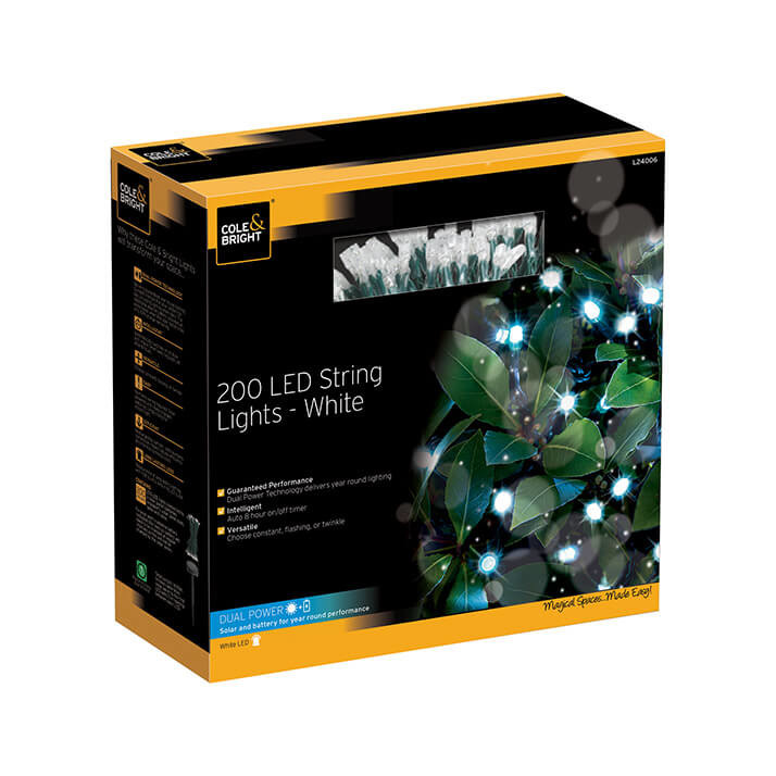 Festoon Gardman, 200 LED, toplo bela 14,93 m