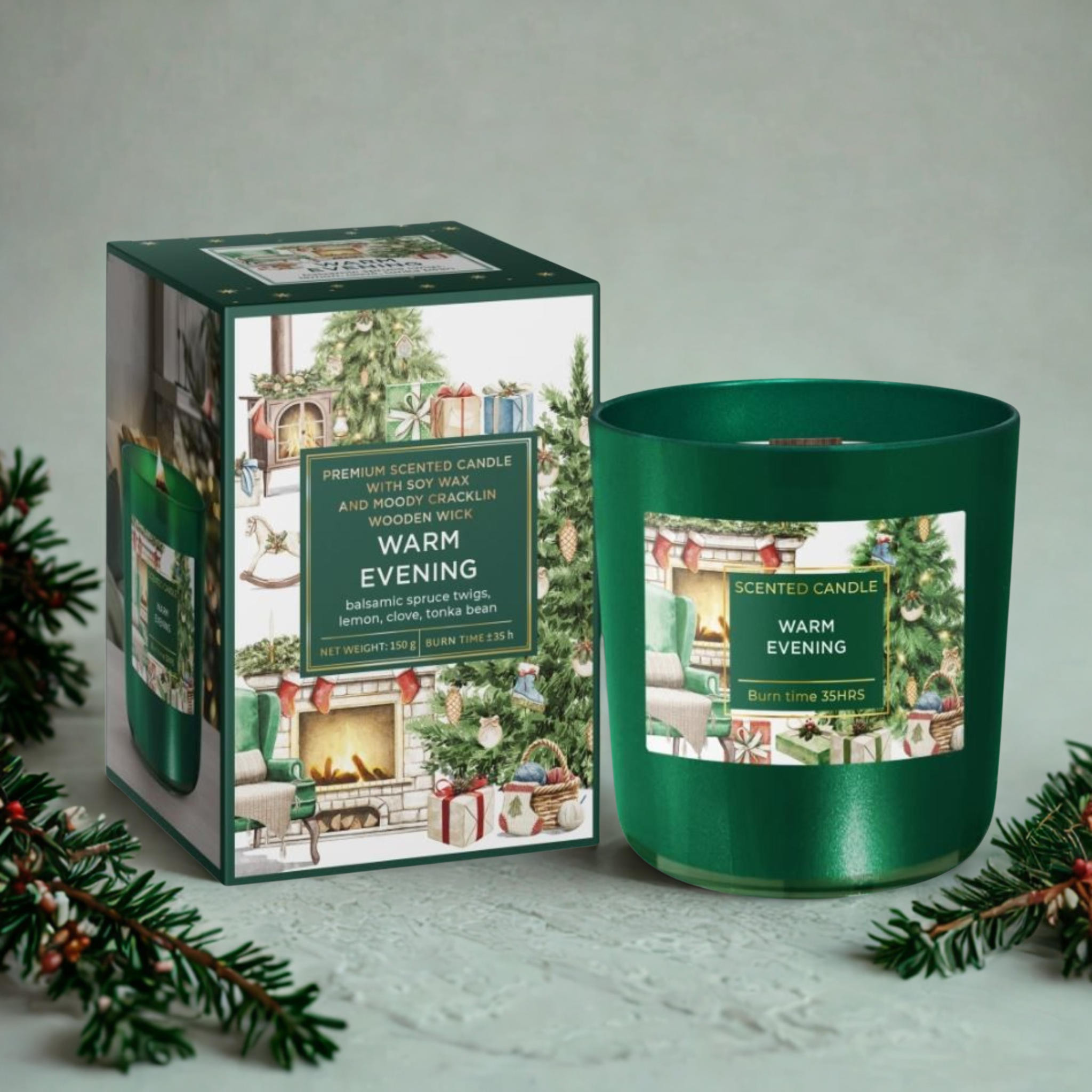 Dišeči kozarec Premium, sojin vosek Warm Evening 150 g