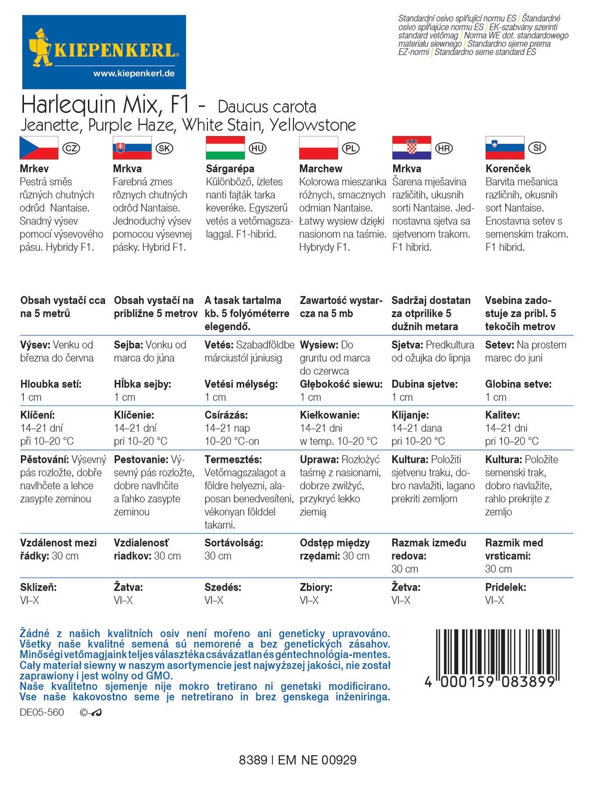 Korenje Harlekin Mix F1 semenski trak Kiepenkerl 5 m