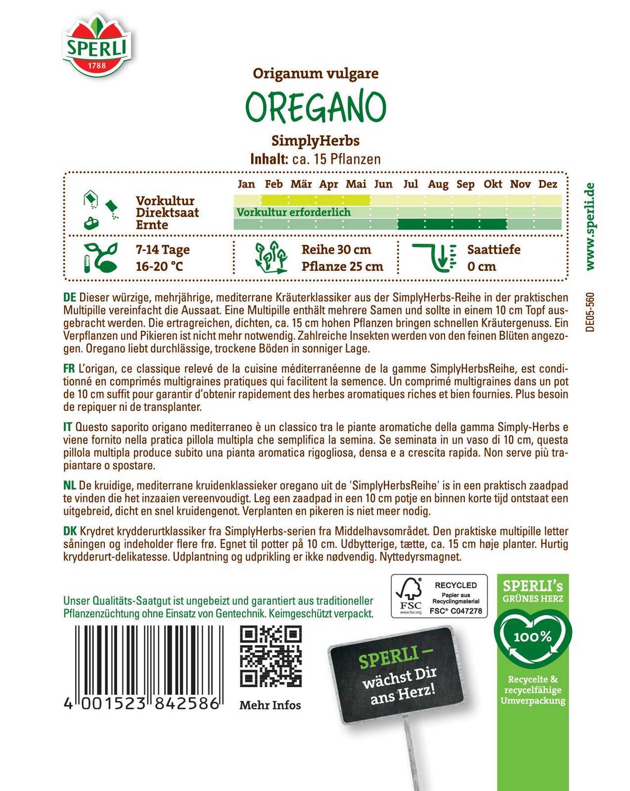 Oregano Trio posušena semena Simply Herbs 15 semen Sperli