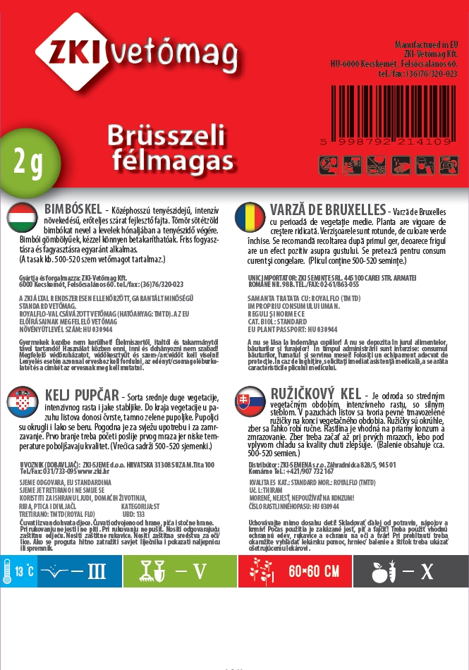 Brstični ohrovt Polvisoki brstični ohrovt 2g ZKI
