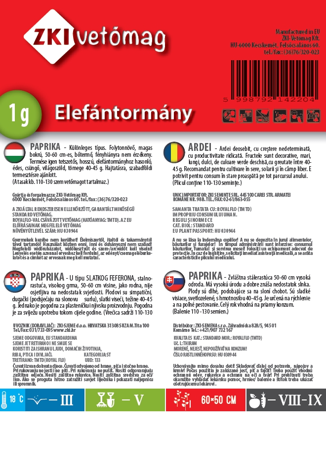 Jedilna paprika Slon Hren 1g ZKI