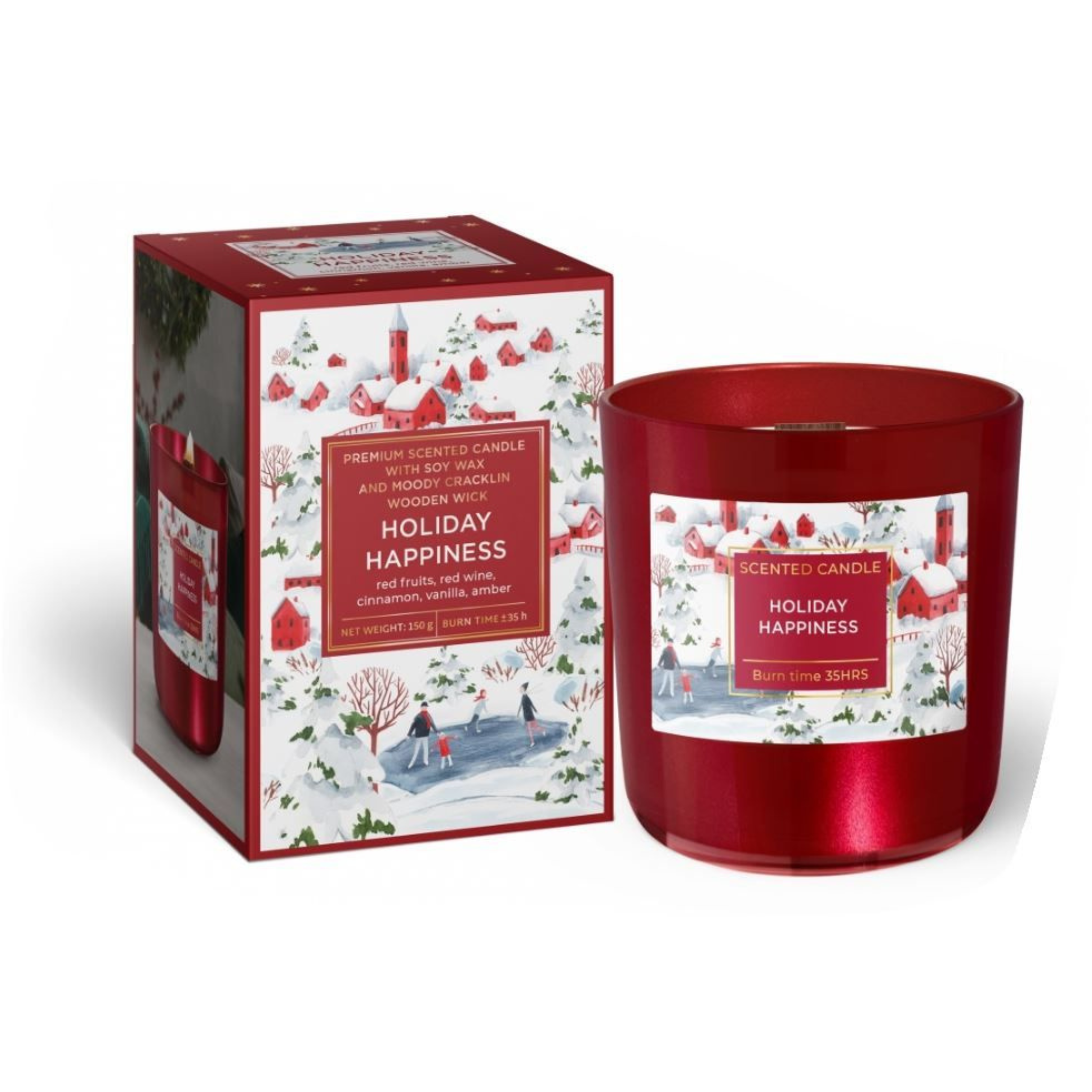 Dišeče steklo Premium, sojin vosek Holliday Happiness 150 g