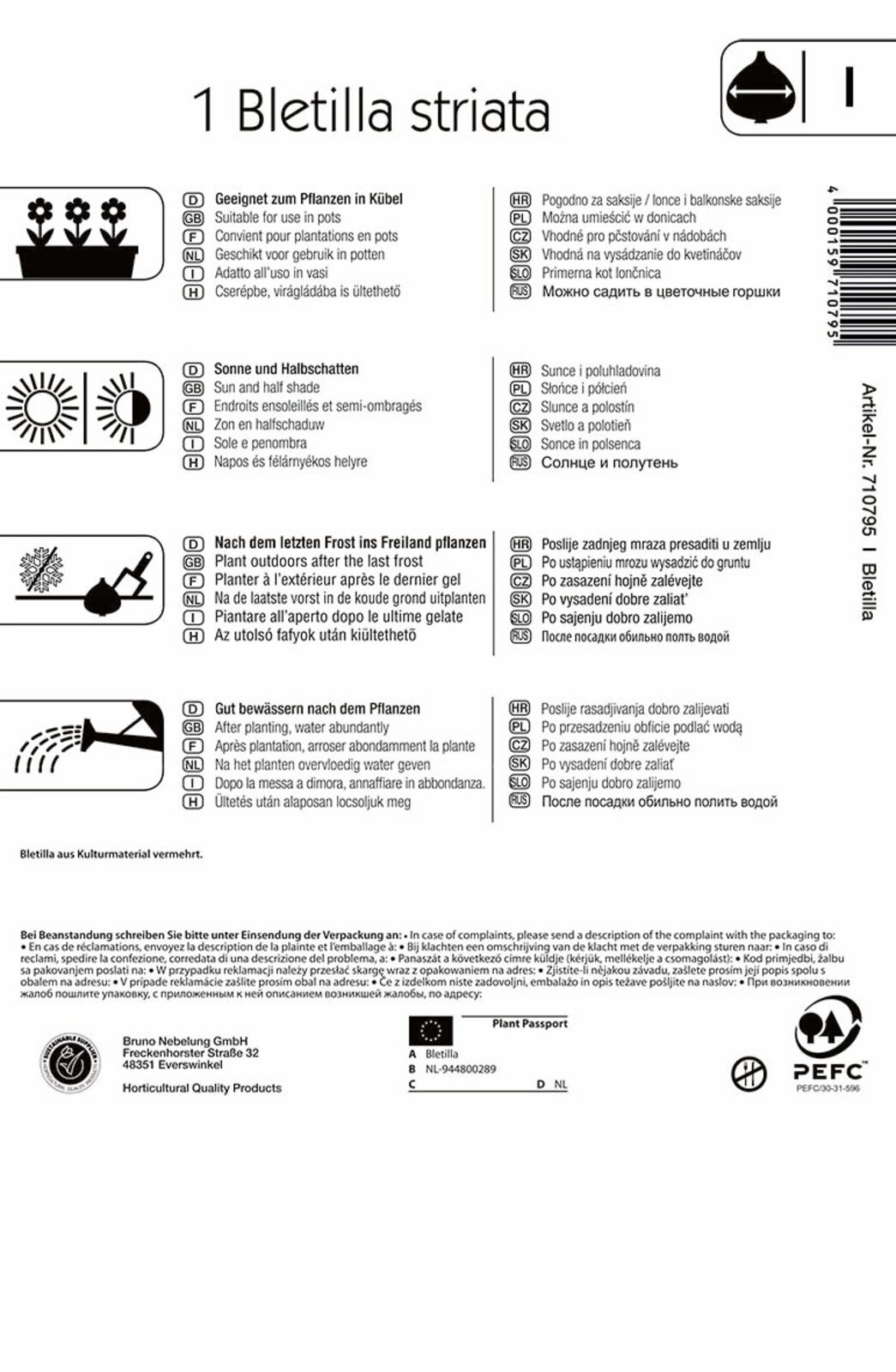 Flowering Bulb Jacintorchidea (Bletilla striata) (pink) Kiepenkerl 1 pc