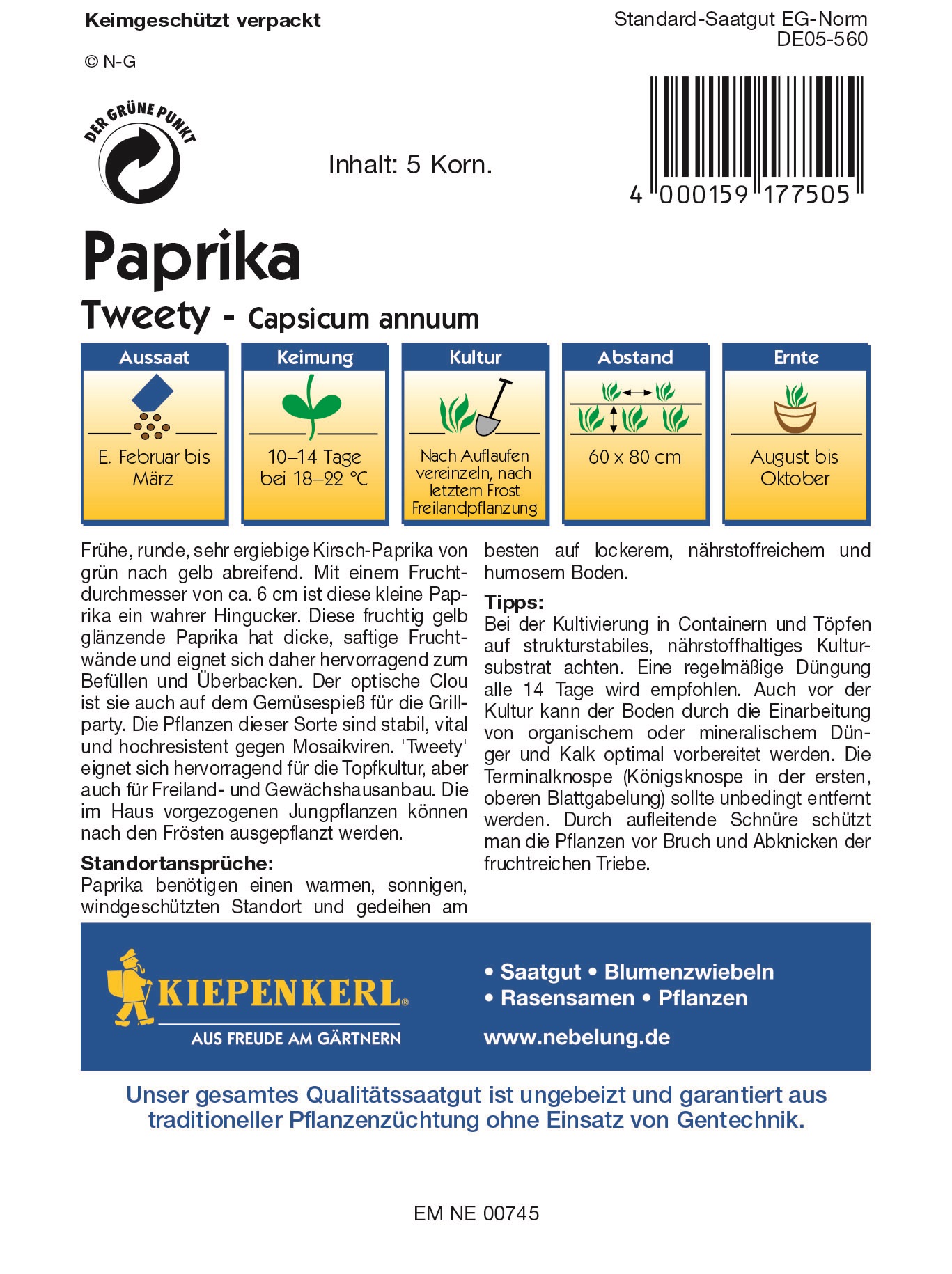 Cherry peppers (sweet) Tweety min. 5 seeds Kiepenkerl