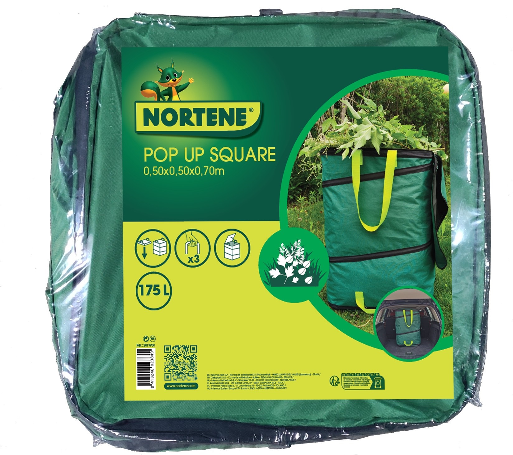 Kvadratna pop-up vreča za listje POP UP SQUARE zelena 175 l (50x50x70cm)