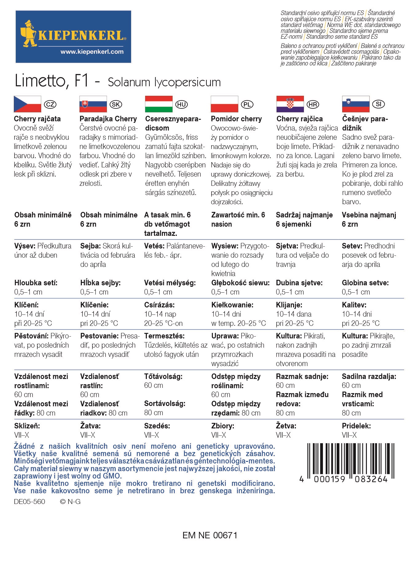 Koktajl paradižnik Limetto Kiepenkerl 6 semen