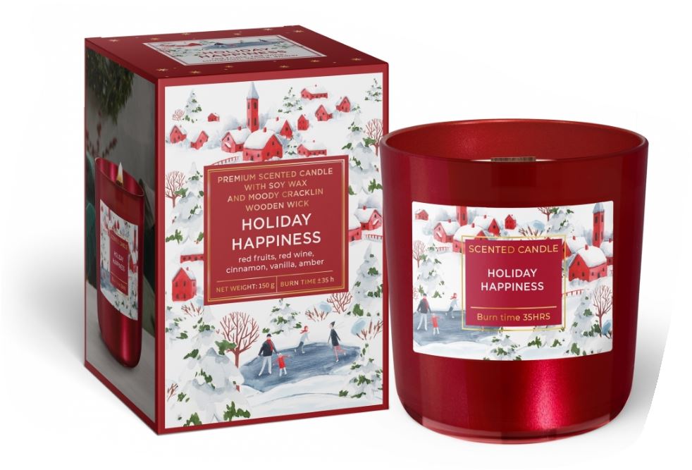 Scented glass Premium, soy wax Holliday Happiness 150 g