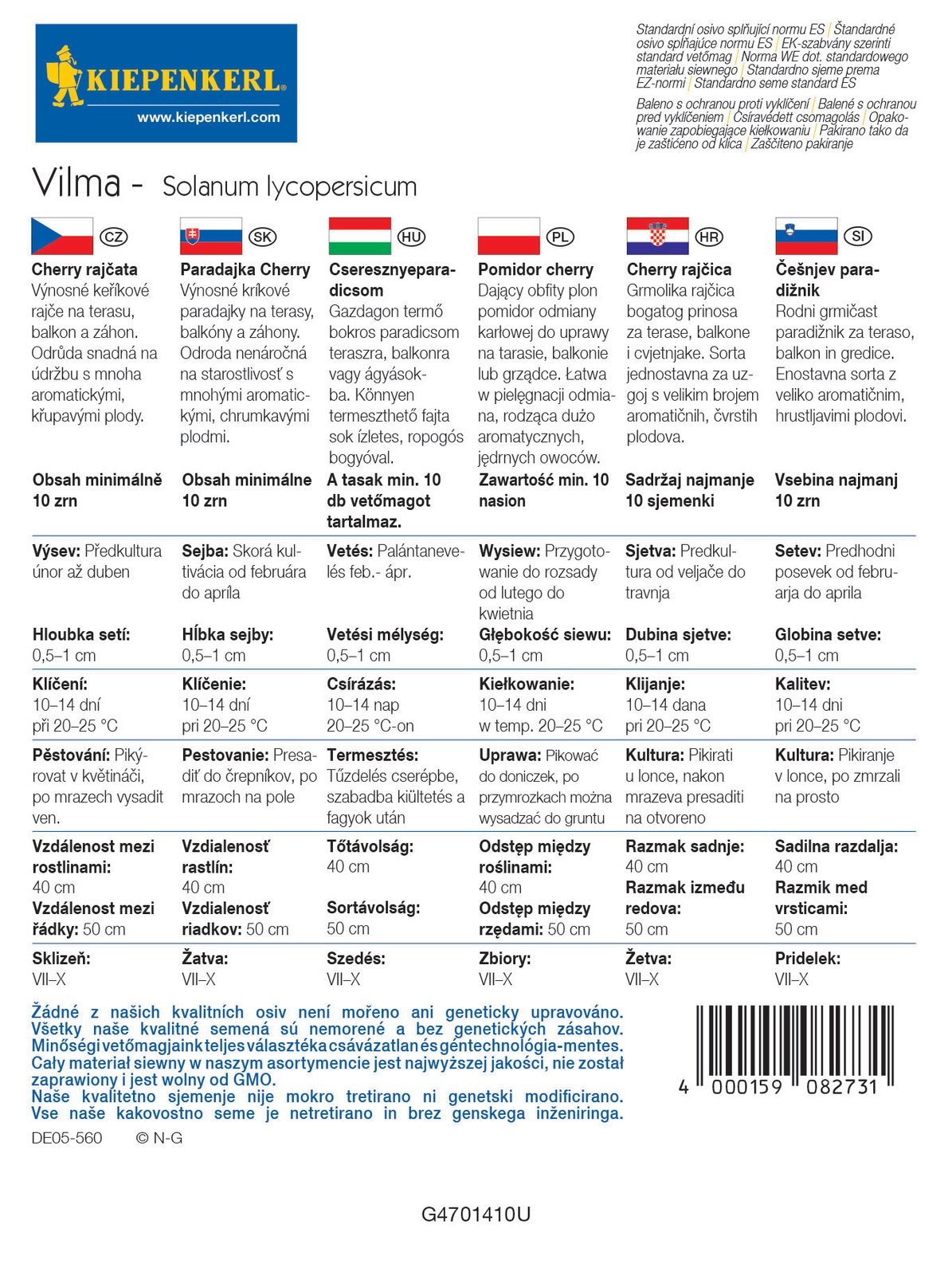 Češnjev paradižnik Vilma 10 semen Kiepenkerl