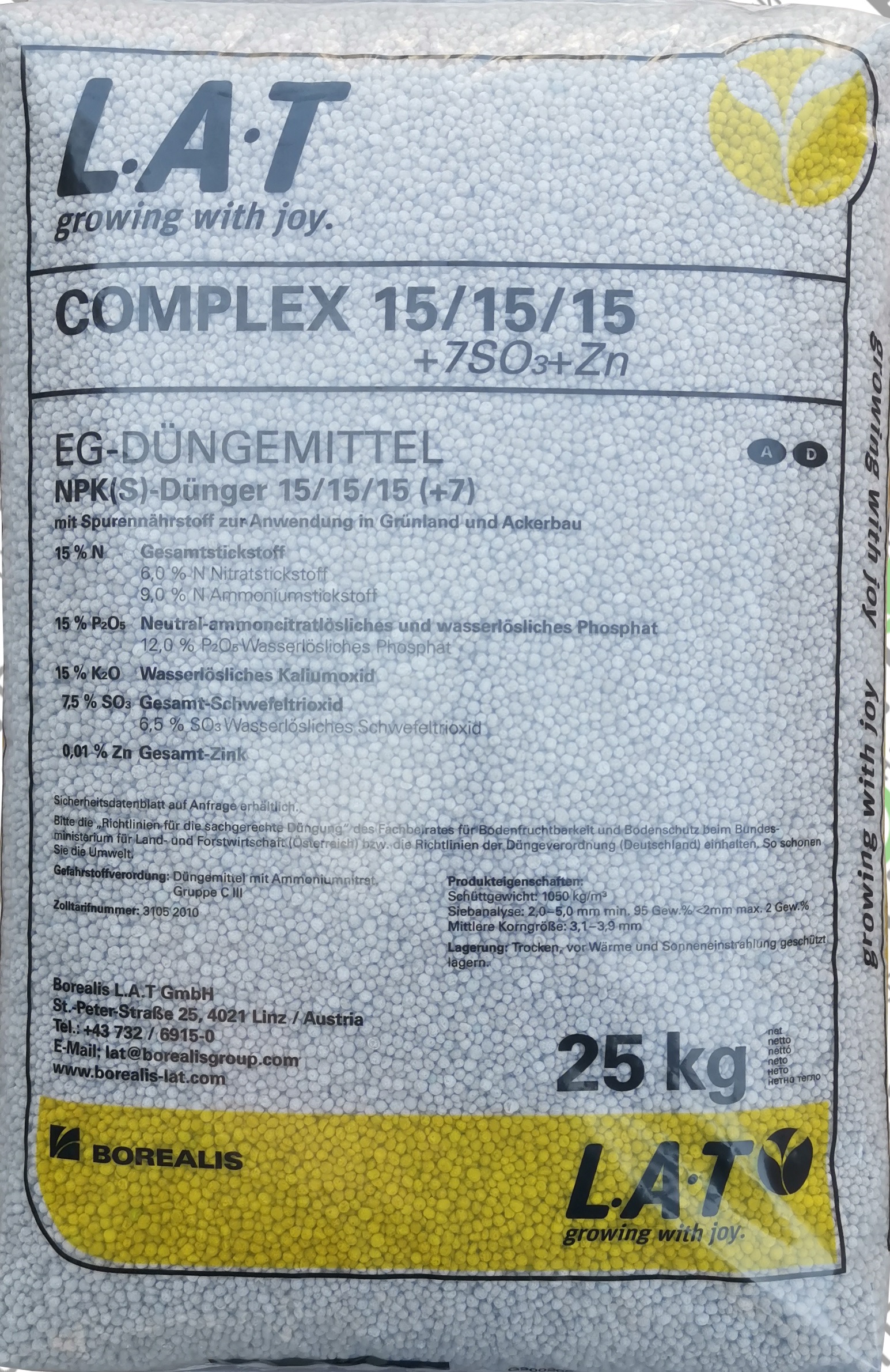 Gnojilo NPK 15-15-15+8SO3+Zn 25 kg