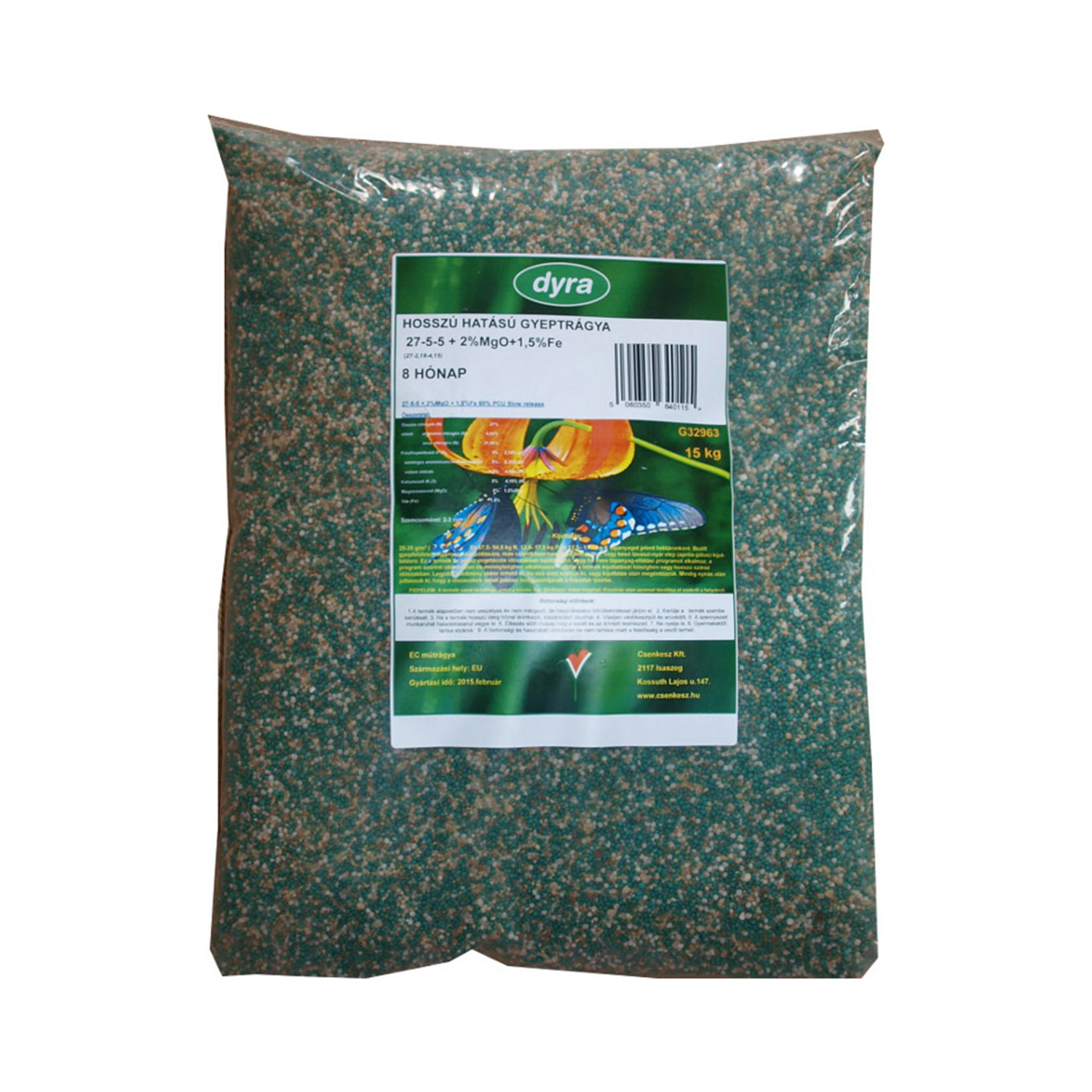 Dyra Hlevski gnoj z dolgotrajnim delovanjem (27-5-5+2MgO+1,5 Fe) 8 mesecev 15 kg