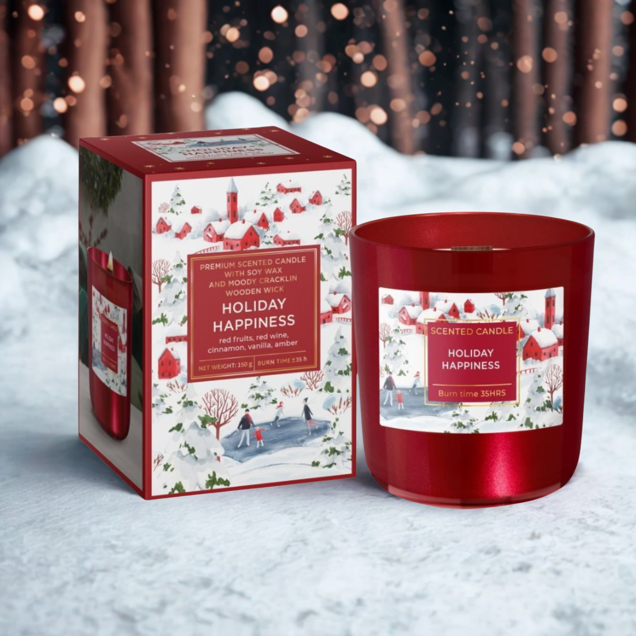 Dišeče steklo Premium, sojin vosek Holliday Happiness 150 g