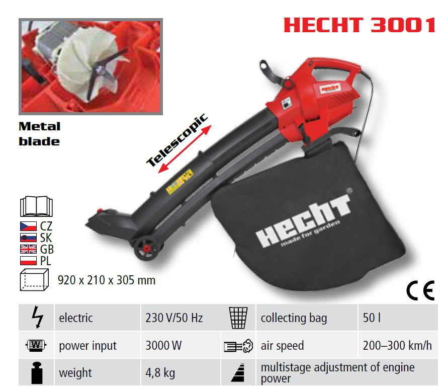 Electric Lomb suction-blower HECHT 3001 3000 W