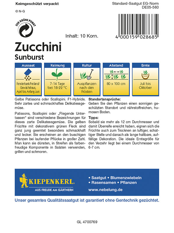 Bučka patisone rumena Kiepenkerl 10 semen
