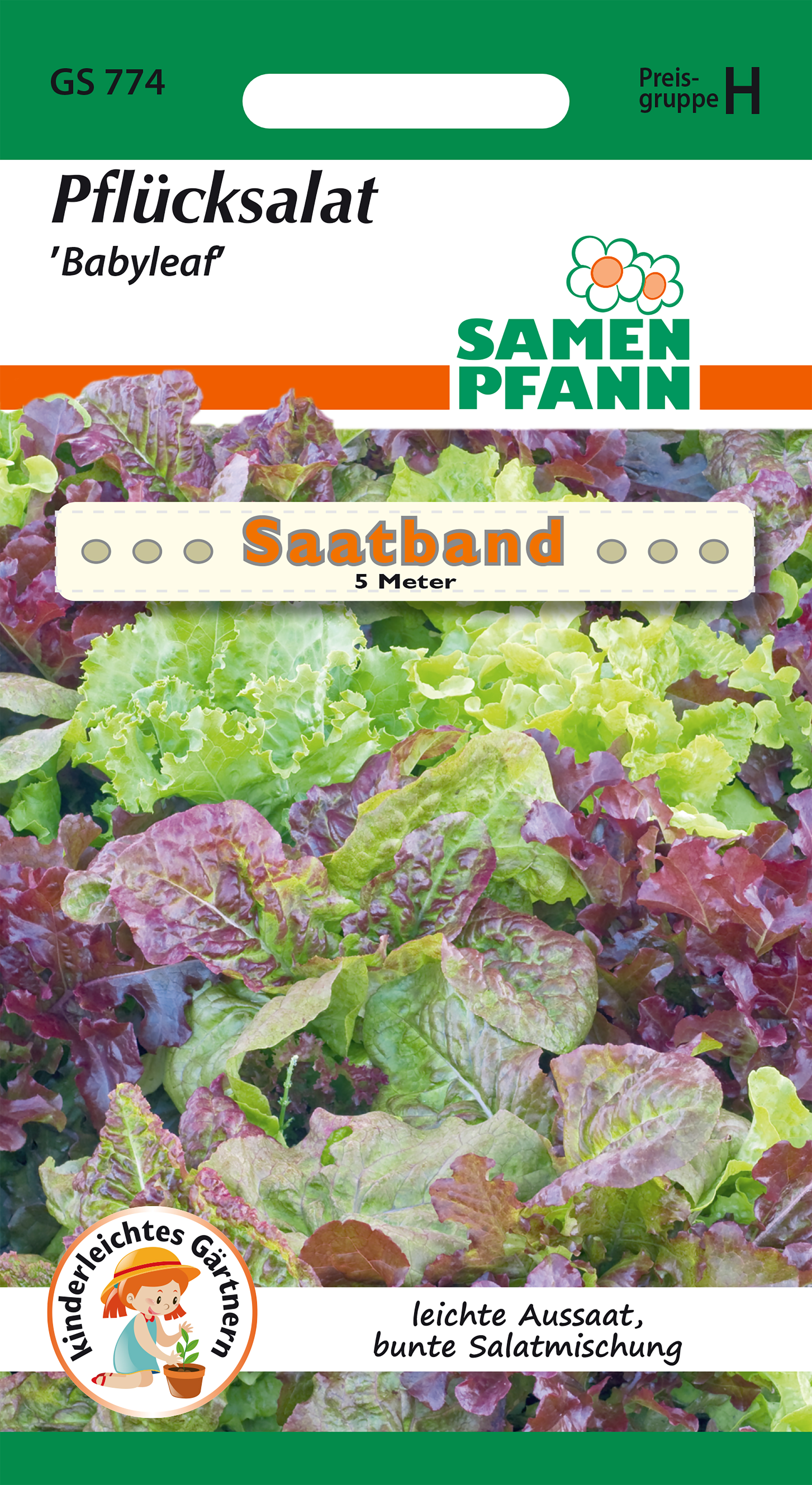 Solata za trganje traku za semena Babyleaf 5 m semen Pfann