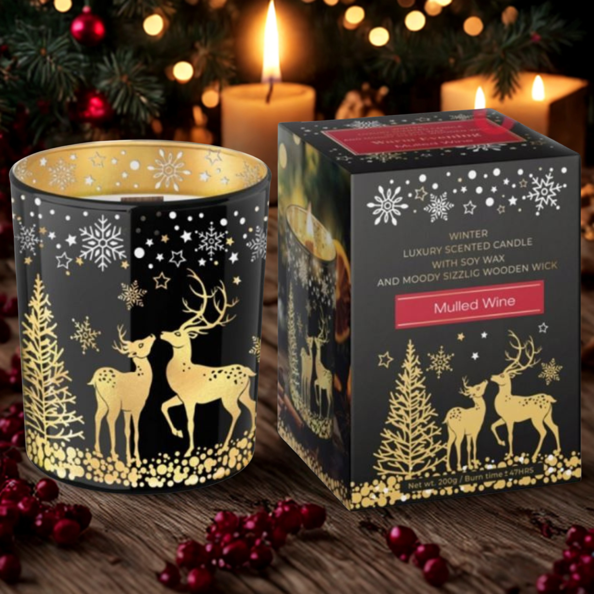 Scented candle-Premium, soy wax Warm Evening Muled Wine 200 g