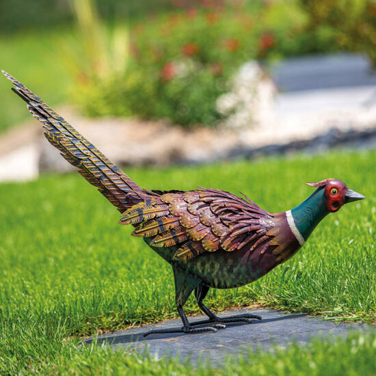 Figurica fazanskega petelina v kovinski barvi Feesy 54 x 15 x 46 cm