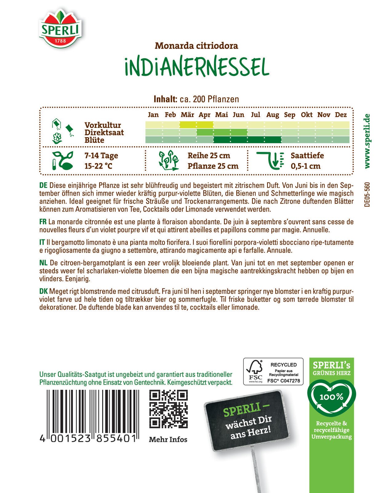 Lemon Bee Balm 200 zrn Sperli