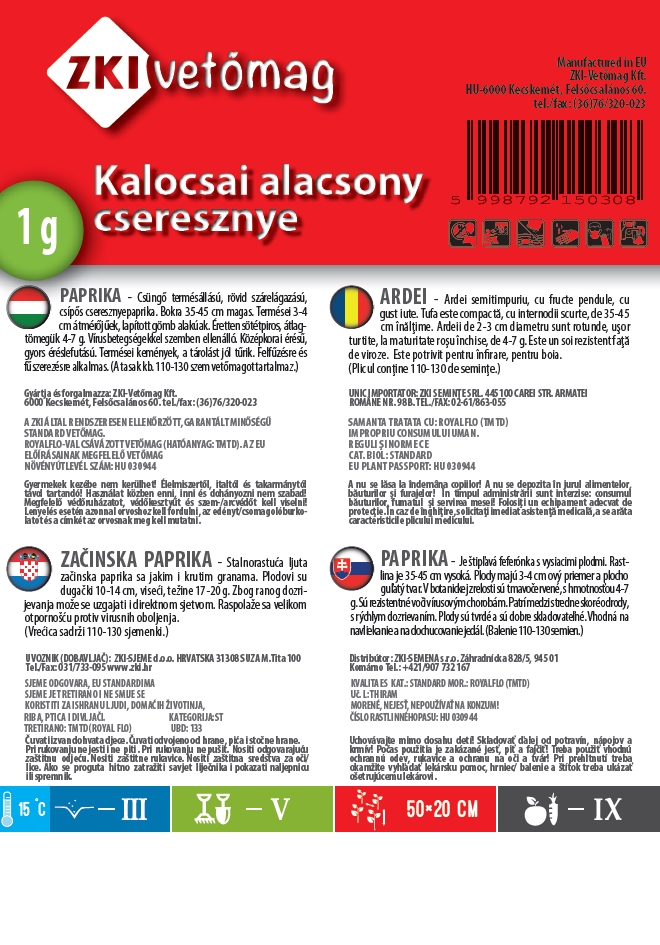 Češnjeva paprika Kalocsai nizka češnja 1g ZKI