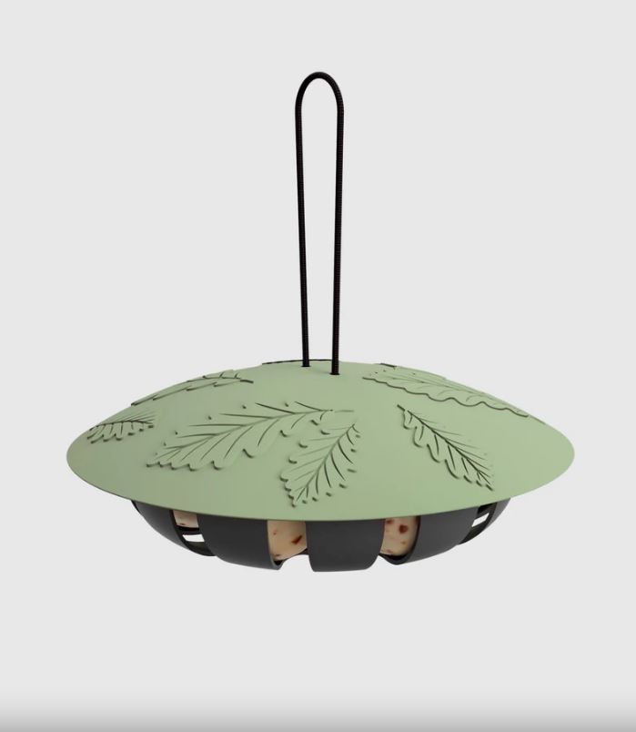 Bird feeder JUNE for 98% recycled green/black clay balls