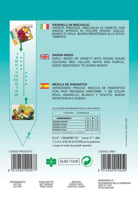 Mesečna mešanica redkvic, Franchi Sementi 15g