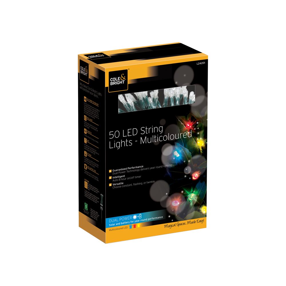 Festoon Gardman, 50 LED, barvni 6,88 m