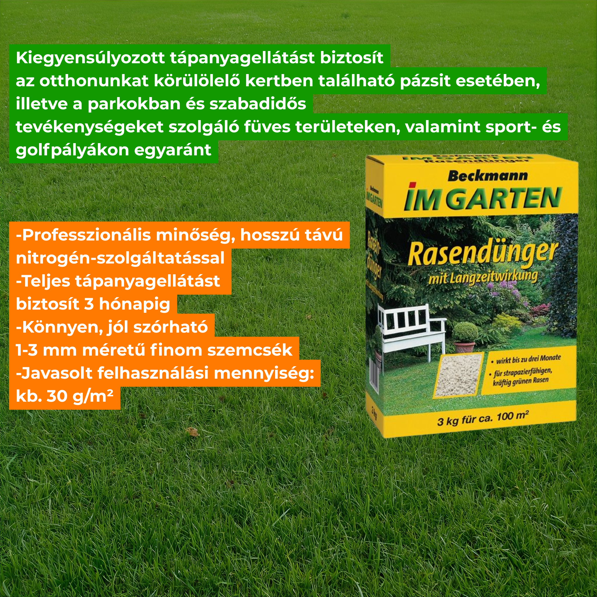 Beckmann gnojilo za trato za dolgotrajno vzdrževanje 20-5-8 3kg